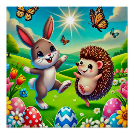 Ein glücklicher Hase und Igel Perfect Poster
