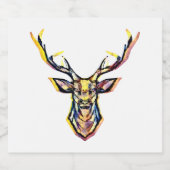 Ein Hirschkopf als buntes Bild im Aquarell Stil    Likeurfles Etiket (Enkel label)