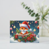 Ein kleiner Fuchs als Weihnachtsmann verkleidet 3a Briefkaart (Staand voorkant)