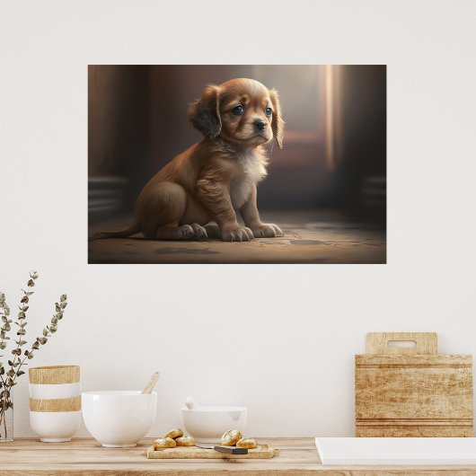 Ein niedliches Poster mit einem Hunde-Welpen (Keuken)