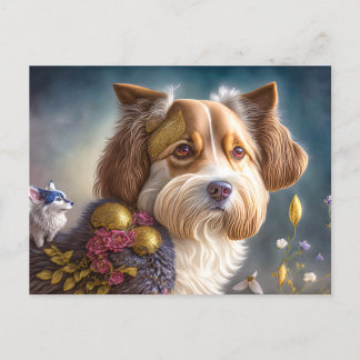 Ein süßer Hund mit Goldschmuck Briefkaart