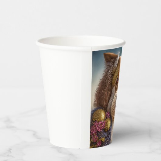 Ein süßer Hund mit Goldschmuck Papieren Bekers (Rechts)