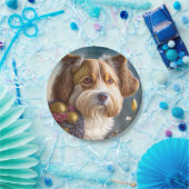 Ein süßer Hund mit Goldschmuck Papieren Bordje (Feest)