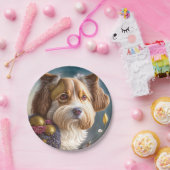 Ein süßer Hund mit Goldschmuck Papieren Bordje (Feest)