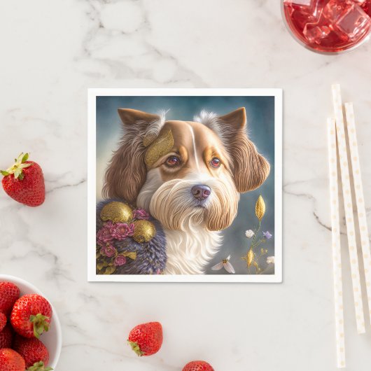 Ein süßer Hund mit Goldschmuck Servet (Insitu)