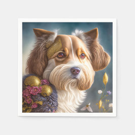 Ein süßer Hund mit Goldschmuck Servet