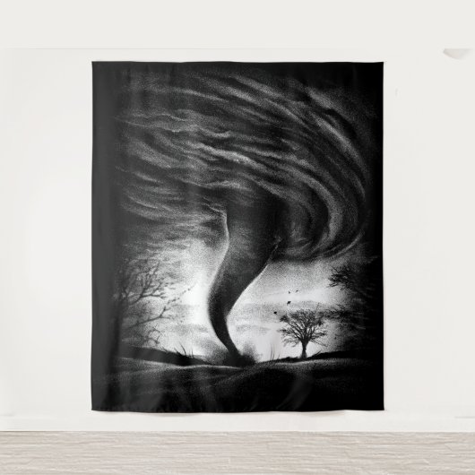 ein Tornado auf einer Straße in realistischem Stil Wandkleed (Voorkant)