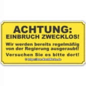 Einbruch zwecklos! sticker (Voorkant)