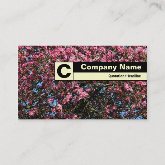 Eind gelabeld monogram - Roze Cherry Blossom Visitekaartje (Voorkant)