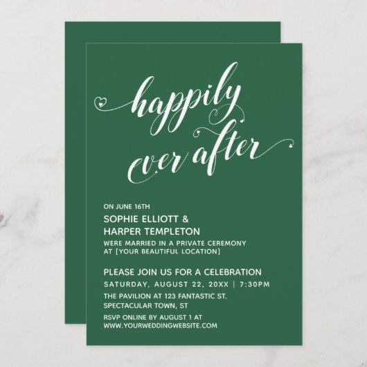 Eind goed, al goed Hartjes Script Groene Ontvangst Kaart (Voorkant / Achterkant)