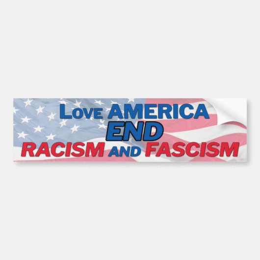 Eind racisme en fascisme bumpersticker (Voorkant)