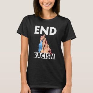 Eind racisme ons drukke vlag met handen t-shirt