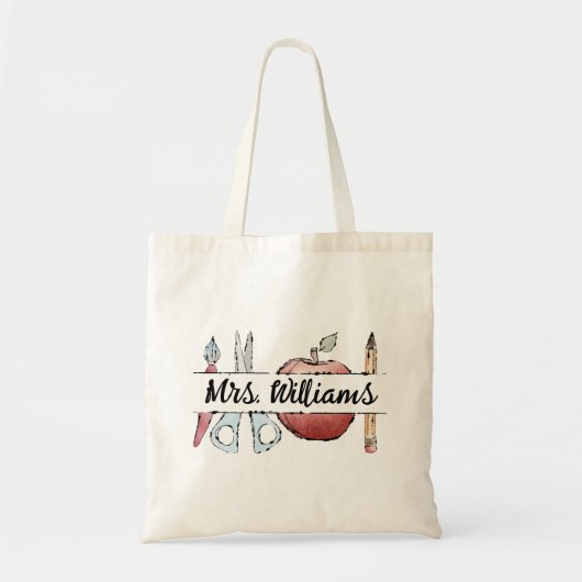 Eind van het jaar Leraar Waardering appel Doodle Tote Bag (Voorkant)