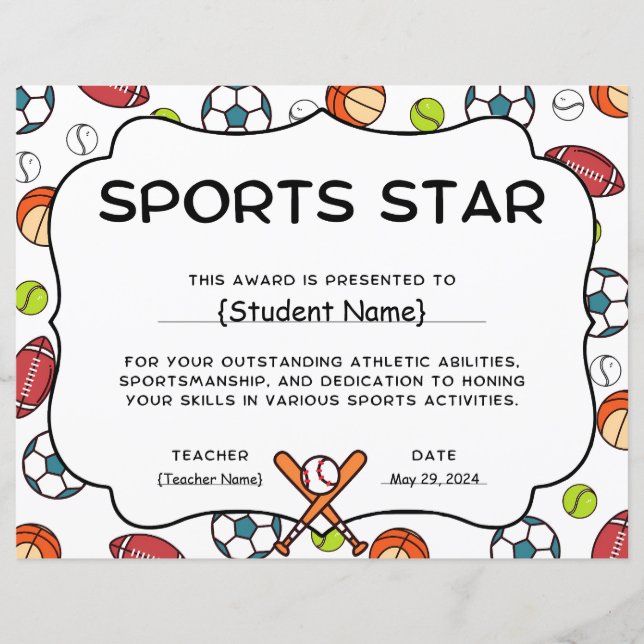 Eind van het jaar Sports Star Student Recognition  (Voorkant)