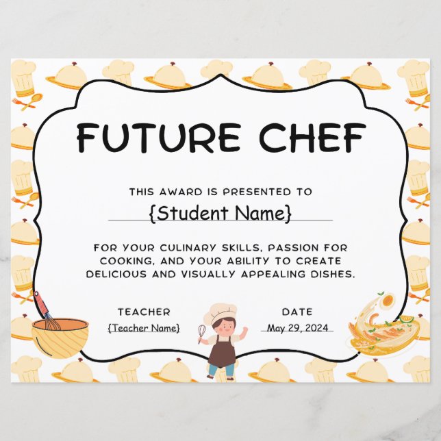 Eind van het jaar Toekomstige Chef Student Recogni (Voorkant)