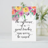 Eind van het jaar van de leerkracht Fijne dag van Bedankkaart (Staand voorkant)