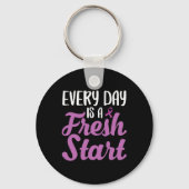 Eind verslaving elke dag is een frisse start sleutelhanger (Achterkant)