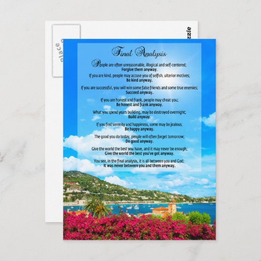 Eindanalyse: "Doe het hoe dan ook" Briefkaart (Voorkant / Achterkant)