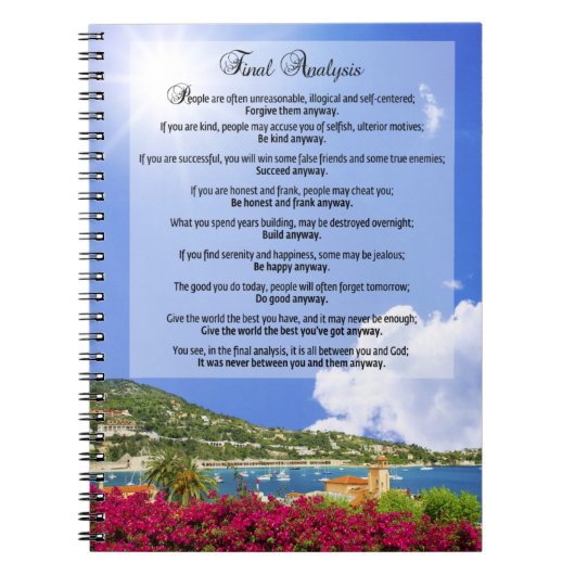 Eindanalyse: "Doe het hoe dan ook" Notitieboek (Voorkant)