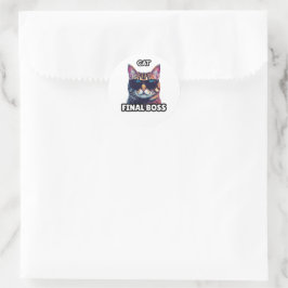 Eindbaas Kat Ronde Sticker