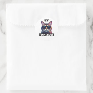 Eindbaas Kat Ronde Sticker