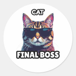 Eindbaas Kat Ronde Sticker