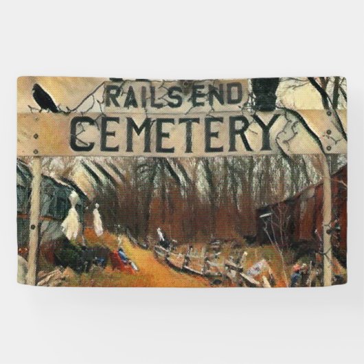 Eindbegraafplaats voor treinen van 2,5 x 4' binnen spandoek (Horizontaal)