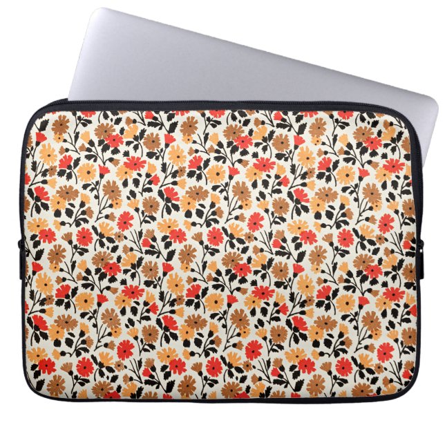 Eindbladeren van Art bloempatroon Laptop Sleeve (Voorkant)