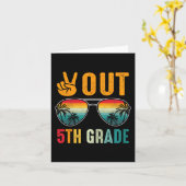 Einde 5e klas retro afstuderen laatste schooldag kaart (Gele Bloem)