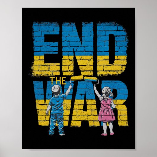 Einde aan de oorlog Graffiti Kinderen steunen Zele Poster (Voorkant)