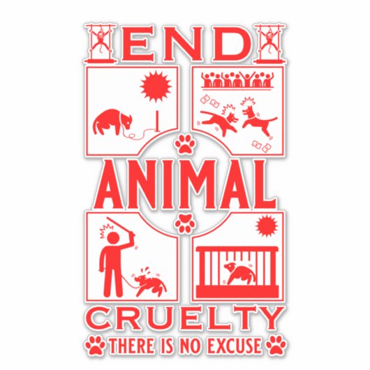 einde aan dierenmishandeling sticker (Voorkant)
