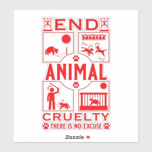 einde aan dierenmishandeling sticker (Vel)
