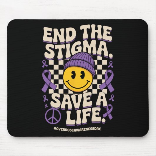 Einde aan het stigma Red een leven Groovy Overdosi Muismat (Voorkant)