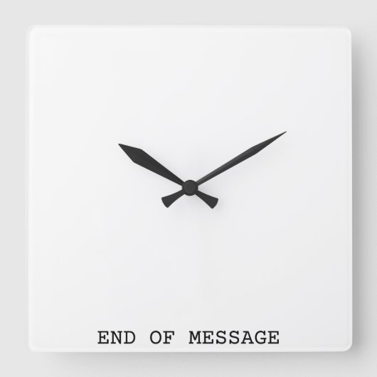 Einde Bericht Minimalistische Schrijfmachine Vierk Vierkante Klok (Voorkant)