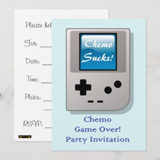 Einde Chemo Party Uitnodiging voor chemopatiënt (Voorkant / Achterkant)