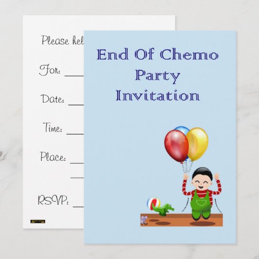 Einde Chemo Party Uitnodiging voor chemopatiënt (Voorkant / Achterkant)