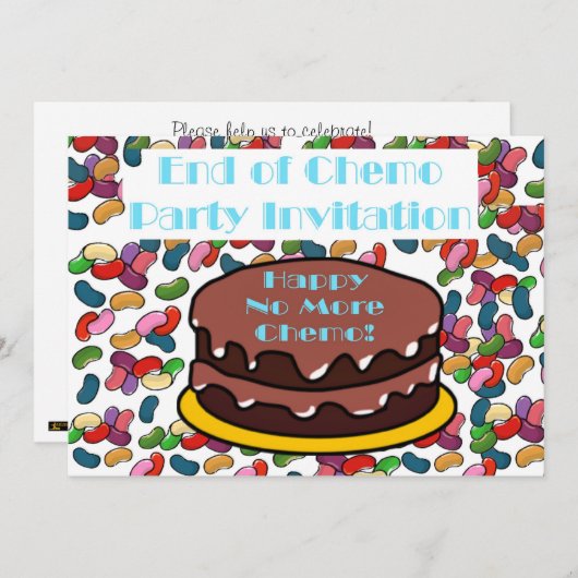 Einde Chemo Party Uitnodiging voor chemopatiënt (Voorkant / Achterkant)