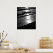 Einde dag bij dog Beach B/W Poster (Keuken)