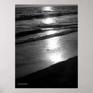 Einde dag bij Dog Beach Huntington CA B/W Poster