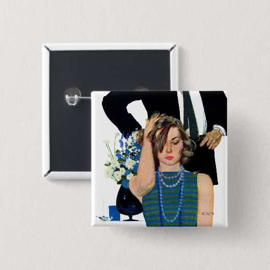 Einde huwelijk vierkante button 5,1 cm (Voorkant /achterkant)