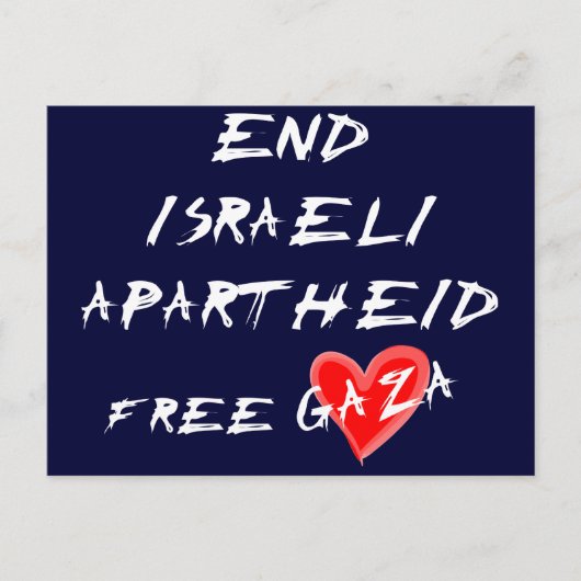 Einde Israëlische Apartheidsvrije Gaza Briefkaart (Voorkant)