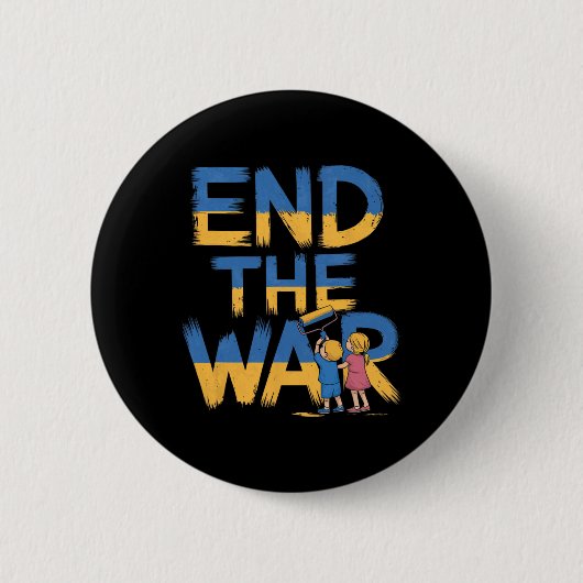 Einde Oorlog Graffiti Kinderen Steunen Zelensky Oe Ronde Button 5,7 Cm (Voorkant)