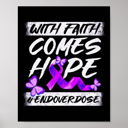Einde overdosering met geloof hoopt Paars lint Poster (Voorkant)