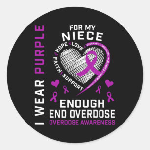 Einde Overdosis Bewustzijn Shirt Genoeg Paars Voor Ronde Sticker