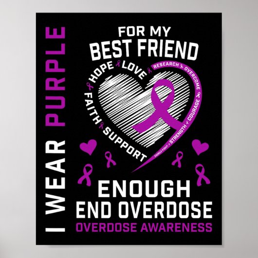 Einde Overdosis Bewustzijnsshirt Genoeg Paars Voor Poster (Voorkant)