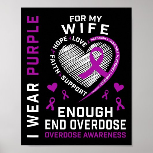 Einde Overdosis Bewustzijnsshirt Genoeg Paars Voor Poster (Voorkant)