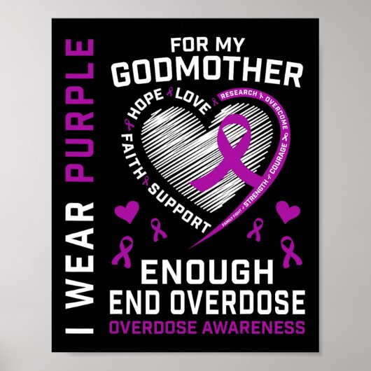 Einde Overdosis Bewustzijnsshirt Genoeg Paars Voor Poster (Voorkant)