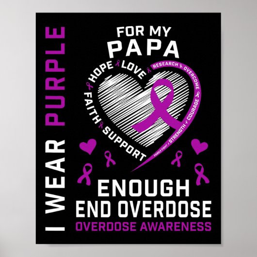 Einde Overdosis Bewustzijnsshirt Genoeg Paars Voor Poster (Voorkant)