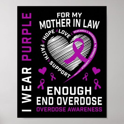 Einde Overdosis Bewustzijnsshirt Genoeg Paars Voor Poster (Voorkant)