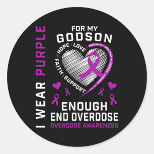 Einde Overdosis Bewustzijnsshirt Genoeg Paars Voor Ronde Sticker